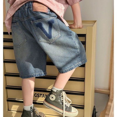 Boys shorts outerwear summer shorts thin boys pants middle and large children's denim loose pants casual style