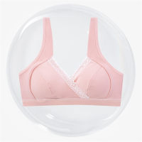 No-rim cotton spandex chest pad sports yoga sleep cross nursing bra pregnant women breastfeeding underwear  Pink