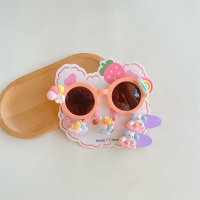 5PCS bear fun sunglasses hairpin set baby cute round frame glasses anti-ultraviolet sunglasses trendy  Pink
