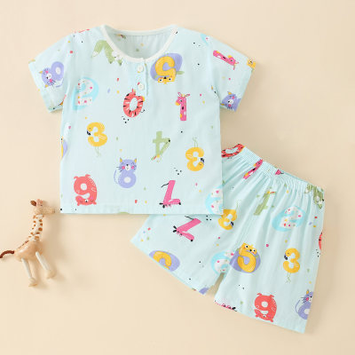 Toddler Girl Cartoon Animal Cute T-shirt & Shorts Pajamas