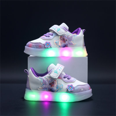 حذاء رياضي بإضاءة LED من الجلد للأميرة إلسا للأطفال