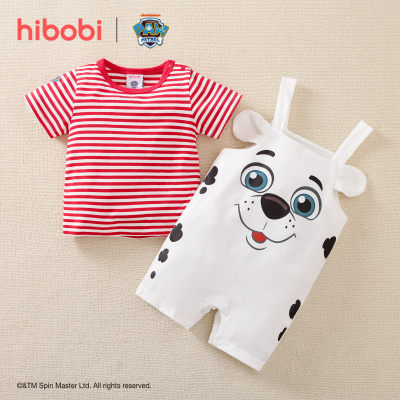 hibobi×PAW Patrol Baby Boy camiseta de manga corta a rayas y pantalones cortos con estampado de dibujos animados