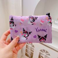 Bolsa de compras plegable de dibujos animados Kuromi corazón femenino Pacha perro portátil respetuoso con el medio ambiente supermercado bolsa de almacenamiento de gran capacidad  Púrpura