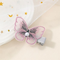Girls' Pearl Decor Butterfly Style Hairpin  Purple