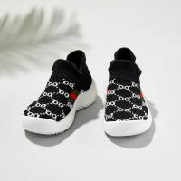 Toddler Striped Print Slip-on Flyknit Sneakers  Black