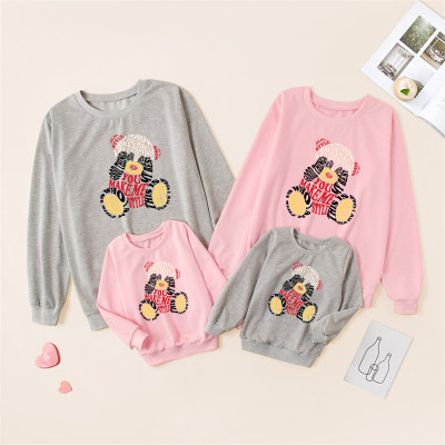 Family Clothing Bear Printed Long-sleeve Sweater