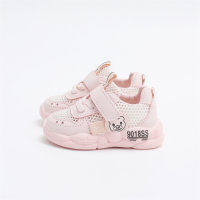 Toddler Solid Color Bear Pattern Velcro Sneakers  Pink