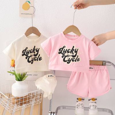 Girls summer new Korean style short-sleeved suits small and medium-sized children's stylish suits summer baby girl suits