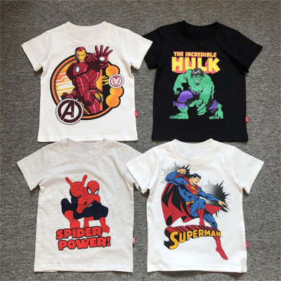 Camisa de fondo de dibujos animados para niños y niñas, ropa para niños de superman hero spider, nueva camiseta de manga corta de verano