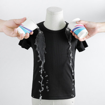 Camiseta de manga curta à prova d'água de secagem rápida para criança