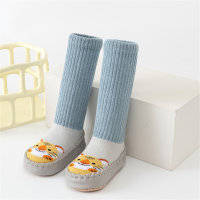 Rutschfeste Baby-Socken aus reiner Baumwolle im Farbblock-Cartoon-Stil  Grau