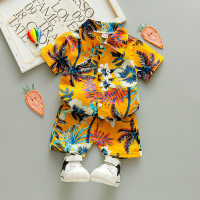 Boys summer new style children's clothing boys short-sleeved shirt suit  Yellow