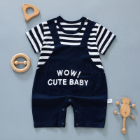Baby jumpsuit summer thin cotton newborn clothes cute boys and girls baby jumpsuit romper crawling clothes super cute  Black