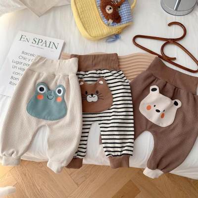 Baby cartoon large PP pants for spring and autumn, new fashionable trousers for boys, Korean version of cartoon high-waisted belly-protecting pants