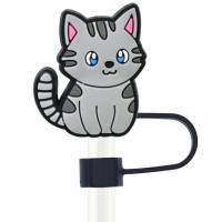 Cartoon cat straw cap dust plug 10mm diameter soft silicone straw cover  Multicolor