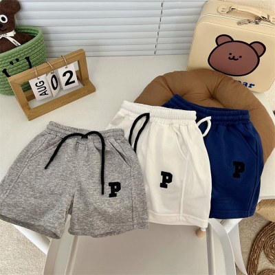 24 new children's pants summer new men's and women's baby letter p embroidered cotton sweatpants for small and medium-sized children's casual shorts trendy t