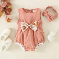 2-piece Floral /Solid Bodysuit with Headband for Baby Girl  Pink