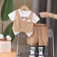 Boys summer two-piece suits stylish children's clothes summer suits handsome children's clothes dress baby short-sleeved one-year-old  Orange
