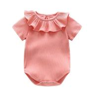 Newborn baby clothes baby crawling clothes summer short-sleeved romper baby clothes lace wrap clothes multi-color optional  Pink