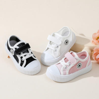 Zapatos de lona con velcro de color sólido para niños pequeños