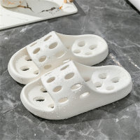 Bathroom special bath slippers for women four seasons indoor home hollow water leakage quick-drying non-slip  White