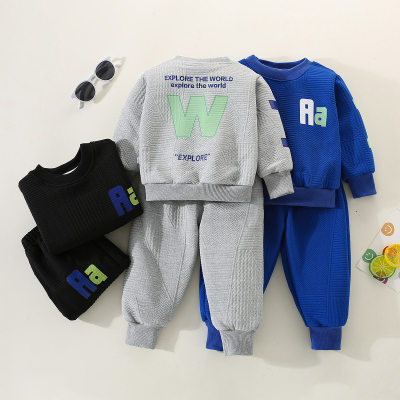 2-piece Toddler Boy Letter Printed Sweatshirt & Matching Pants