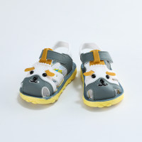 Kleinkinder-Sandalen mit Klettverschluss im Farbblock-Cartoon-Tier-Stil  Grau