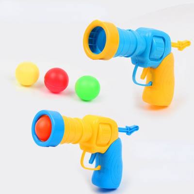 Nuovo divertente gioco di sicurezza per pistola da ping-pong elastica, pistola per bambini, giocattoli da tiro, ragazzo che gioca con la pistola a palla