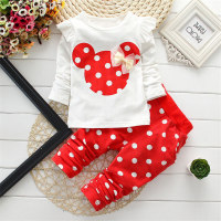 2-Piece Toddler Girl Autumn Casual Full Print Long Sleeves Tops & Pants  Red