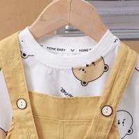 Summer short-sleeved suits for boys and girls, new style, infant suspenders, two-piece suits, Korean style, going out clothes  Yellow