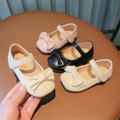 Sapatos infantis de couro princesa para meninas e bebês com sola macia
