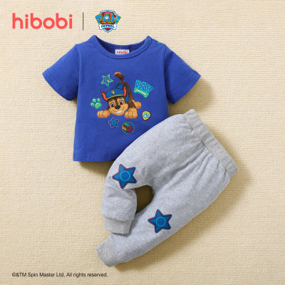 hibobi × PAW Patrol Baby boy Cartoon Print Short Sleeve T-shirt and Pants Set
