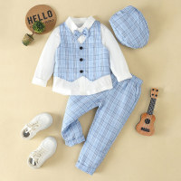 Boys' suits, baby birthday party dresses, children's British handsome vests, white shirts, boys' small suits  Blue