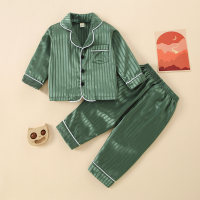 Toddler Girl Stripes Color-block Pajamas Sets Top & Pants  Green