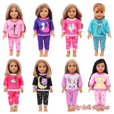 Roupas de boneca americana de 18 polegadas, brinquedos infantis, conjunto de pijama casual
