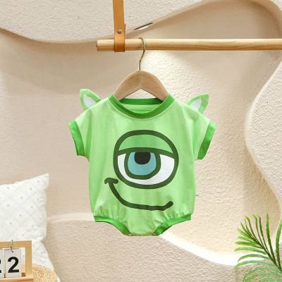 Baby summer clothes short-sleeved cartoon baby thin breathable one-piece romper newborn triangle crawling clothes