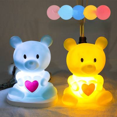 Cute little bear night light battery model girls dormitory bed bedroom sleep light with sleeping light desk ornaments