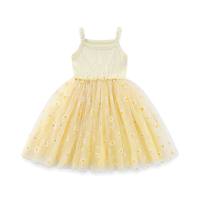 Summer children's suspender mesh skirt girls small Zou Ju floral skirt children's dress  Yellow