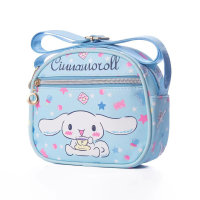 Bolsa de almacenamiento con dibujos animados de KT Kuromi, perro de orejas grandes, Melody, Llavero con ID, bolso pequeño cruzado de un hombro para niños  Azul