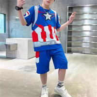 Children's sports suit boys quick-drying small and medium-sized children's basketball uniform summer short-sleeved two-piece suit  Blue