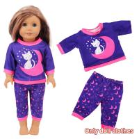 ملابس دمية فتاة أمريكية مقاس 18 بوصة، ألعاب أطفال، طقم بيجامات غير رسمية  متعدد الألوان