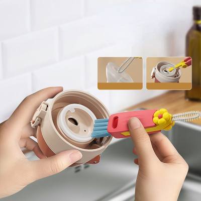 Petal three-in-one cup cover brush multi-functional gap cleaning brush bottle cup mouth cup brush cleaning cup artifact groove