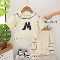 Boys summer suits 2024 new infant children's casual clothes 1-3 years old 5 boys summer short-sleeved two-piece suit  White