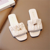Korean style children's fashion small fragrance soft-soled flip-flops for girls  White