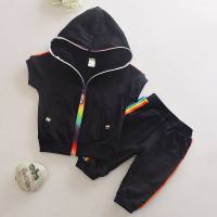 New summer two-piece sports suit for boys and girls  Black