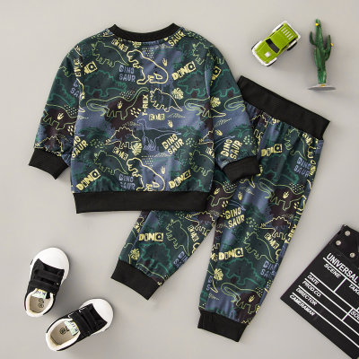 Baby boy's dinosaur print sweatshirt set
