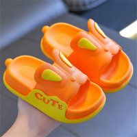 Sandalias con orejas de conejo de dibujos animados en 3D para niños grandes  naranja