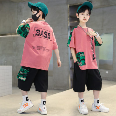 Boys summer suits summer boys middle and large children short-sleeved shorts summer children handsome two-piece suits