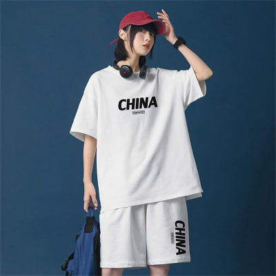 Summer new five-point sleeve T-shirt shorts ins loose girl leisure sports suit trendy fashion