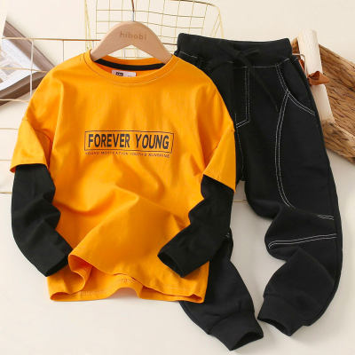 2-piece Kid Boy 2 in 1 Letter Printed Long Sleeve T-shirt & Pants